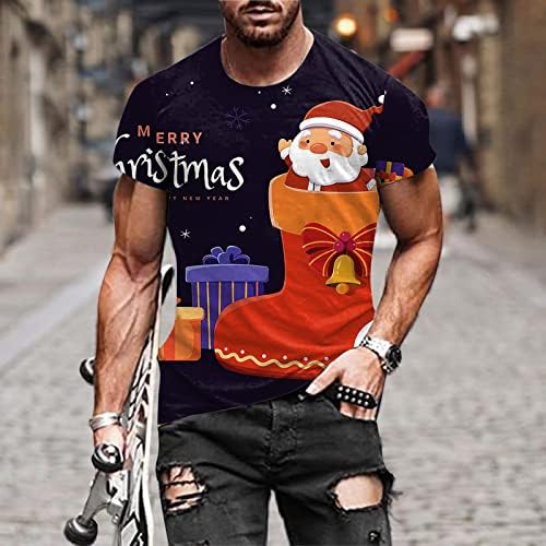 DSODAN Коледни мъжки тениски Solider с къс ръкав, Забавни Коледни тениски с Принтом Дядо Коледа, Спортни плътно Прилепнали тениски с графичен