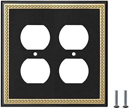 Декоративни Стенни плоча с перламутровой Рамка, покриване на контакти за превключвател (двойна на две нива, матово-черна и тъмно-златно)