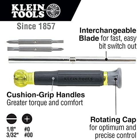 Ниво Klein Tools 935AB4V, Torpedo Level - ниво с магнитен кабелепроводом, 4 флаконами и набор от прецизни отвертки 32581, е-отвертка 4 в