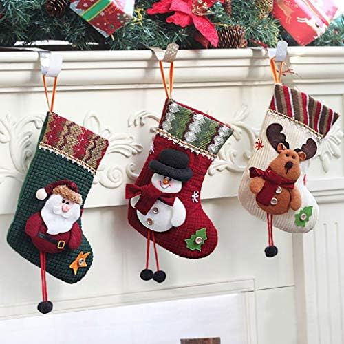 SYQOIU Коледен Банер Коледни Чорапи за Подаръци Плат Дядо Чорапи с Лосем Прекрасен Коледен Подарък Пакет за Деца Камина Елха Коледна