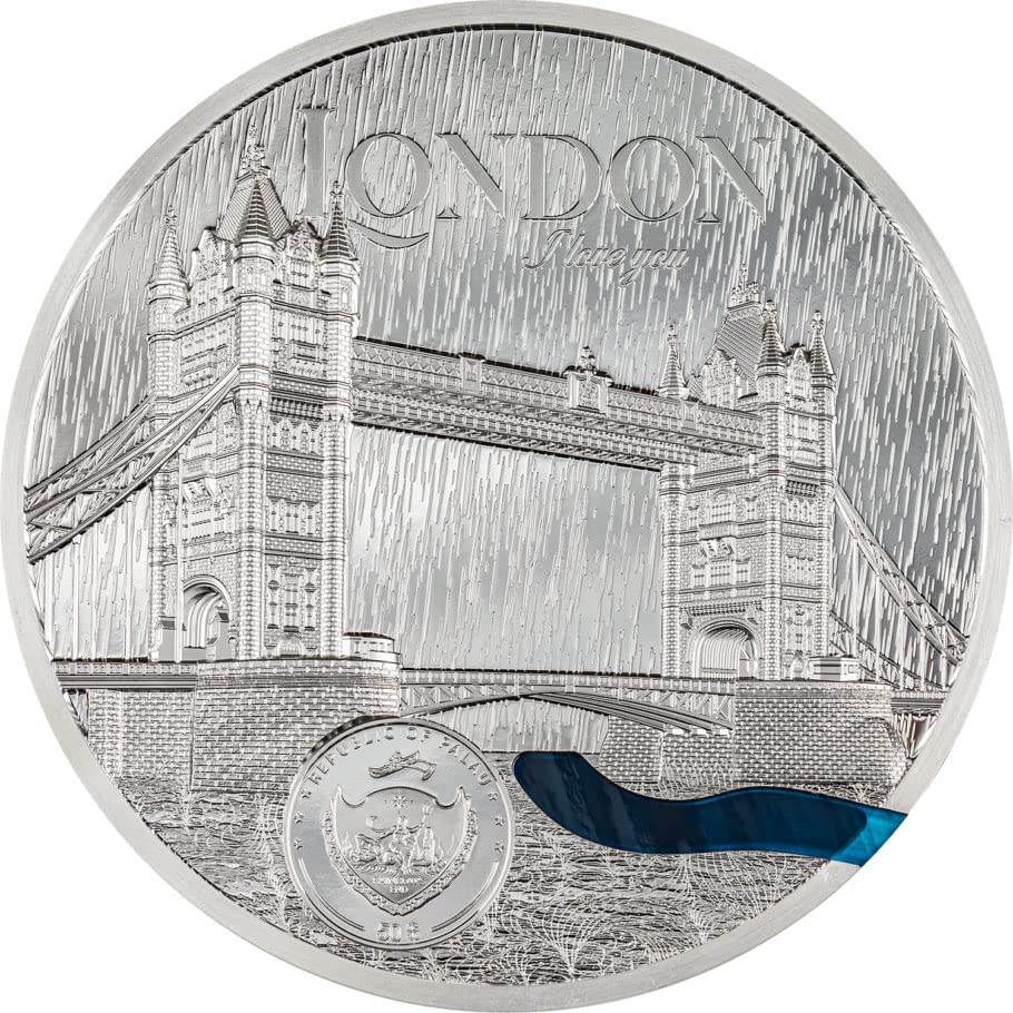 2023 DE Тифани Art PowerCoin Лондон Метрополис 1 Кг Сребърна монета от 50$ Palau 2023 Proof