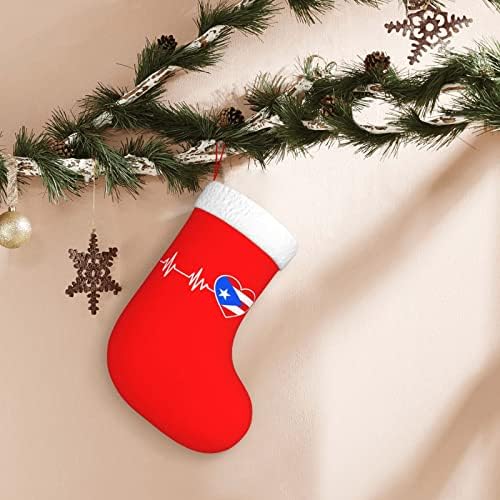 Сладки Коледни Чорапи с Сердцебиением Пуерто-Рико, Украшения за Елхи, Коледни Чорапи за Коледа на Празнични партита, Подаръци 18 Инча