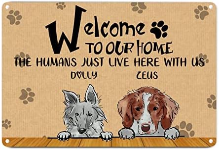 Alioyoit Потребителското си Име на Кучето Добре дошли в нашата къща, Хората Тук, с нас е Забавно Куче, Метална Лидице Табела, Закачалка