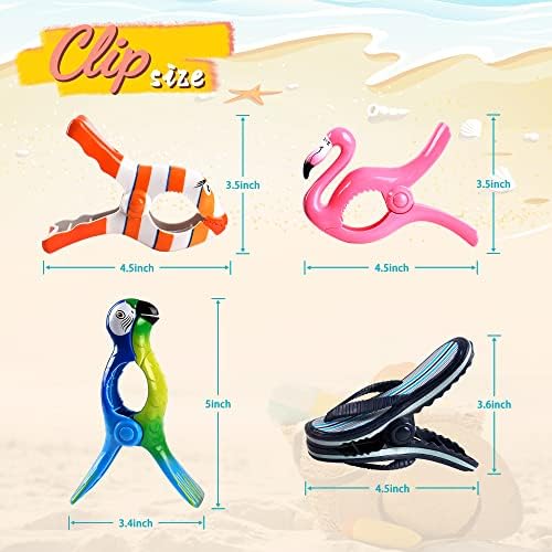 8 Опаковки скоби за плажни столове - Силни и по-големи скоби за кърпи за ръце, скоби-клечки под формата на разноцветного