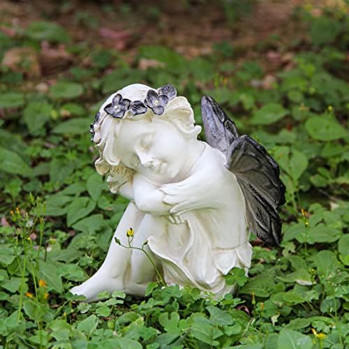 Статуята на Ангел-Лекунга с Подсветка на слънчеви батерии за украса на градината,Градински Статуи за Вътрешен двор, Веранда, на Тревата, На Открито, Градински Скулп
