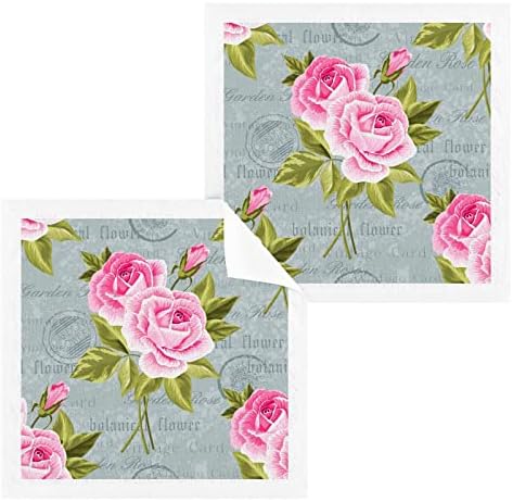 Комплект кърпички за миене на съдове ALAZA Розови рози на винтажной пощенска картичка - Опаковка от 6 Памучни Кърпички за лице, е