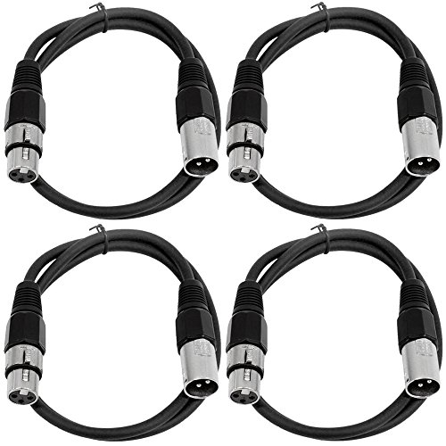 Сеизмичен аудиосигнал - SAXLX-2-4 комплекта кабели 2' XLR за мъже и XLR за жени - Балансирано 2-Подножието свързващ кабел