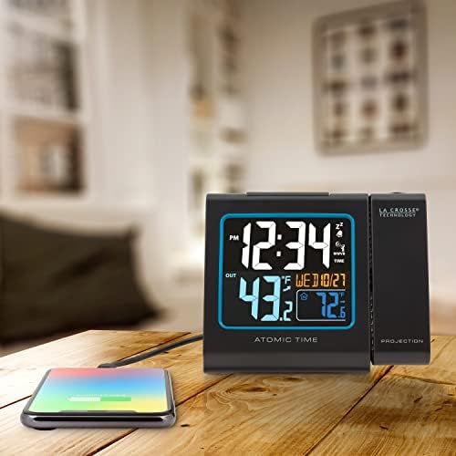 Цветен Прожекционен alarm clock La Crosse Technology 616-146 с температура на външния въздух и USB порт за зареждане