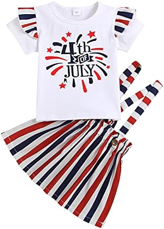 Облекло за 10-годишно момиче, дрехи на Деня на Независимостта, Комплект дрехи от 2 теми, Сладки бебешки неща (Бял, 2-3 години)