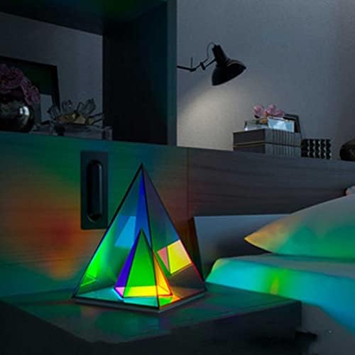 Стереонастольная Лампа с Пирамидална Xianfei, Творчески цвета RGB Led малка странична Лампа, Акрилни Декоративна нощна светлина