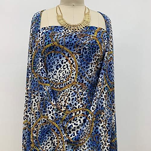 Леопардовая кожата лимон-син цвят с цифри под формата на плетени въжета на эластичном трикотажном платното на Дорис от крепа