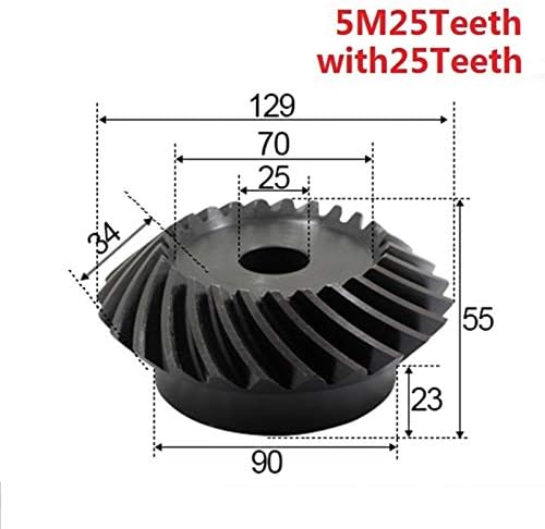 VNEDRJK CZMY 2 елемента 1: 1 Конуса обратно 5 Модул 25 на зъбите + 25 зъбите Вътрешен отвор 25 мм Диск с превключване на 90 градуса
