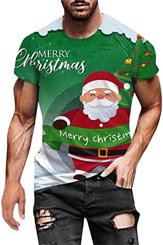 Мъжки тениски WOCACHI, Коледни Блузи с къси ръкави под формата на Войник на Дядо Коледа, Забавни Коледни графични вечерни Тениски