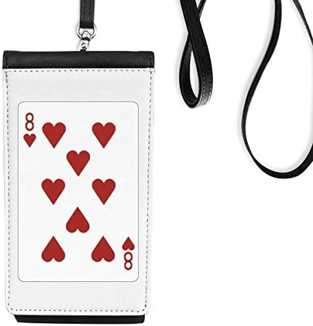 Сърцето 8 Карти За Игра, Модел Телефон, Портфейл Портфейл Окачен Мобилен Калъф Черен Джоба