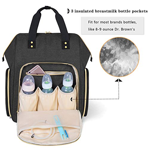 Чанта за молокоотсоса Luxja с чанта-хладилник за кърма (с капацитет четири бутилки за кърма с тегло 5 грама) Пакет, Черен