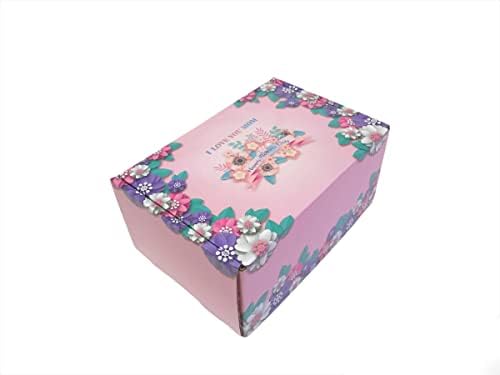 100 Велпапе Кутии на Ден на Майката 9x6x4, розово, лилаво