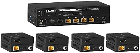 Разпределителен усилвател KanexPro HDMI® 1x4 дървен материал С изискванията на тази CAT5e/6 и PoC 60M