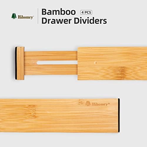 Регулируеми бамбукови Разделители кутии Hihomry, 4 комплекта Разделители Кухненски кутии С Възможност за разширение, Организаторите,