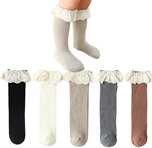 Таус Асам/Чорапогащи до коляното за малки момичета, Чорапи с Волани за Деца, Дантелени Чорапи Без Шипове За Малки Момичета