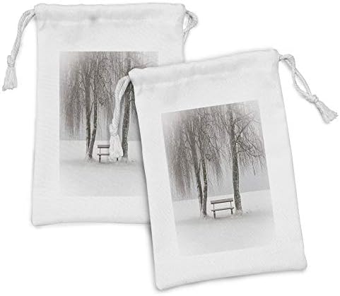 Текстилен Калъф Ambesonne под формата на коледни елхи, Определени от 2 теми, на Пейка в Снега между дърветата, Зимни Тематична