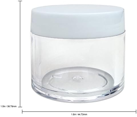 Beauticom 30 грама /30 МЛ (1 унция) Кръгли Прозрачни кутии с бели капаци за козметика, лекарства, проби за лабораторни и полеви изследвания,