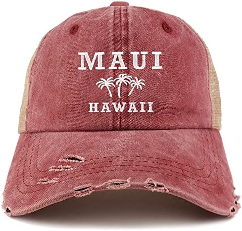 Моден Магазин за Дрехи Maui Hawaii с Бродирани Палма, Боядисана Пигмента Вкара на Задната Част, Изтъркан Кепкой за Банкноти