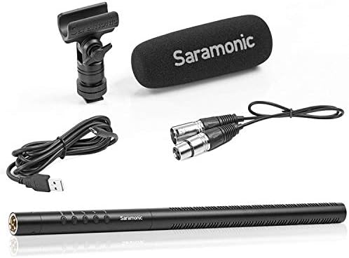 Saramonic SR-TM7 Суперкардиоидный Излъчване XLR-кондензаторен микрофон Shotgun с вградена Акумулаторна батерия, 15-инчов капсюлем, цифров