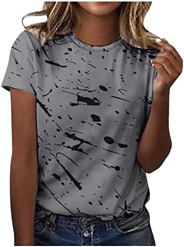 Comigeewa Есенно Лятна Блуза с Графичен Дизайн на Тениска за Момичета с Къс ръкав 2023, Памучен Риза с кръгло деколте V5 V5