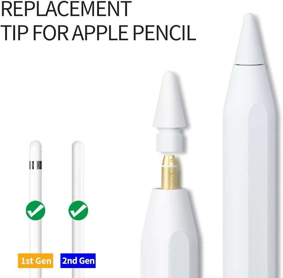 Сменяеми накрайници съвместими с молив Apple Pencil 2 поколения за iPad Pro - Съвет iPencil за iPad Молив 1 st /Молив на 2 поколения, Бяла