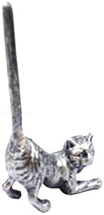 Селски Сребро Чугун Титуляр За Хартиени Кърпи Cat 10 - Художествен Декор Метал - Cat Deco