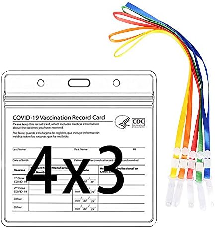 Защитен калъф за Вакцинной карта CDC 4 x 3 инча - Прозрачен джоб за карта с водоустойчив затварящ се цип и 10 кабелите (10)