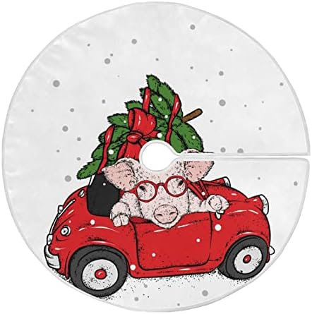 Декорация на Поли във формата на Коледно ALAZA, Украса Малка Мини-Поли във формата на коледно дърво 35,4 Инча с Прасе в Колата с Коледна