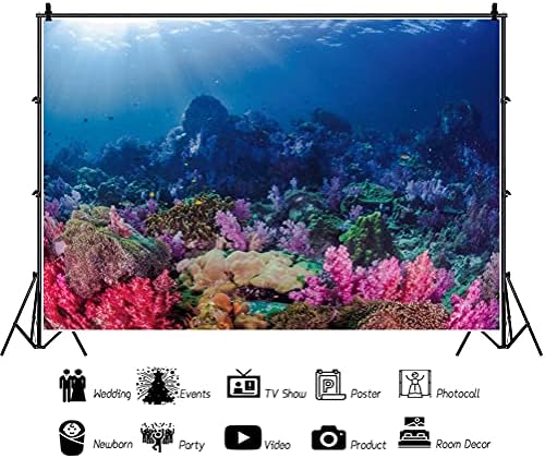 7x5 фута Под Морското Фон Океански Аквариум Подводен Тропически Риби, Коралов Риф Фон Гмуркане Празничен Подпори За фото студио Бебе Момиченце