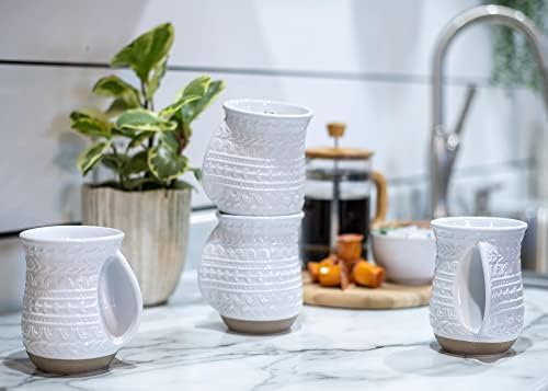 Elanze Designs Чаша от приятната скандинавски Трикотаж, Керамични Топло за ръце, Кафеена чаша на 14 грама, Комплект от 4 теми, Необработанная