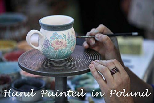 Polmedia Полска керамична чаша с мехурчета на 16 унции от гранитогрес H6292D ръчно рисувани от Ceramika Artystyczna в Болеславце, Полша.
