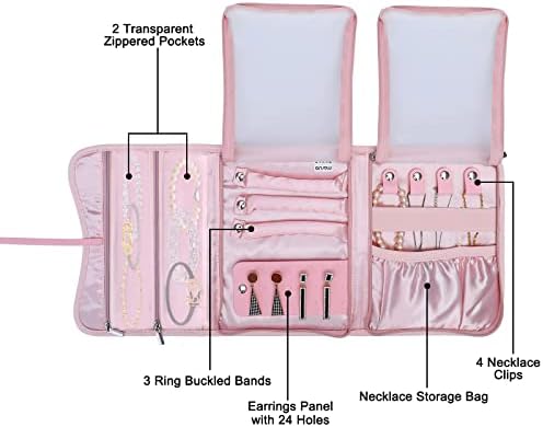 MOSISO Пътен Органайзер за бижута, Roll калъф с пискюл и чанта за лаптоп, Съвместима с MacBook Air /Pro, лаптоп 13-13,3 инча, Вертикален калъф от полиестер с джоб, Прашни-розов