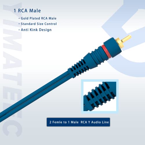 YIMATEECO RCA Кабел-сплитер RCA Y Adapter-сплитер, кабел, AV кабел, от 1 щепсела до 2 штекерных кабели за субуфера, динамика,