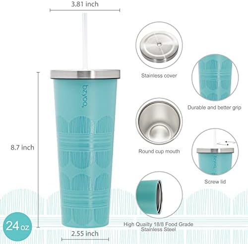 Колекция чаши за бутилки с вода bzyoo: Чаша SUP с двойни стени от неръждаема стомана с 24 грама с вакуумна изолация, Соломинкой и на капака