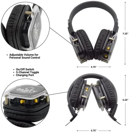 Комплект слушалки за парти в стила на Silent Disco - 70 безжични слушалки, 3 предавателя с радиус на действие на 1500 фута и 3