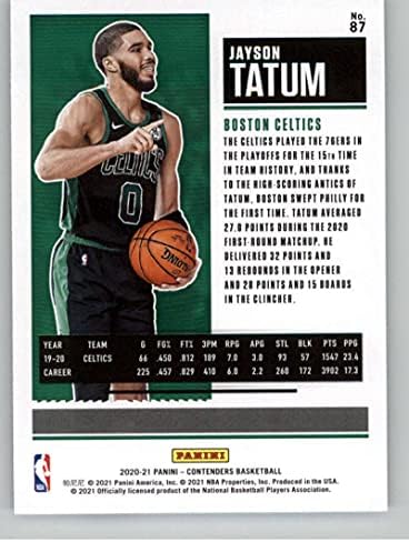 Сезонен билет Панини Contenders на 2020-21 сезон №87 Джейсън Тейтъм Бостън Селтикс Баскетболно карта НБА