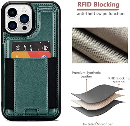 Флип калъф QIXIU за телефон, съвместим с iPhone13 Pro Max, една Чанта-портфейл от изкуствена кожа с ластик с поставка за притежателя на картата, Защитен калъф с блокиране на RFI