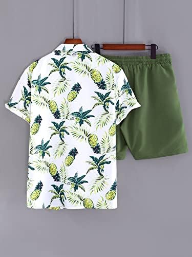 FIOXA / Мъжки облекла от две части, Мъжка риза с принтом ананас и шорти на експозиции (Цвят: многоцветен, Размер: Средно)