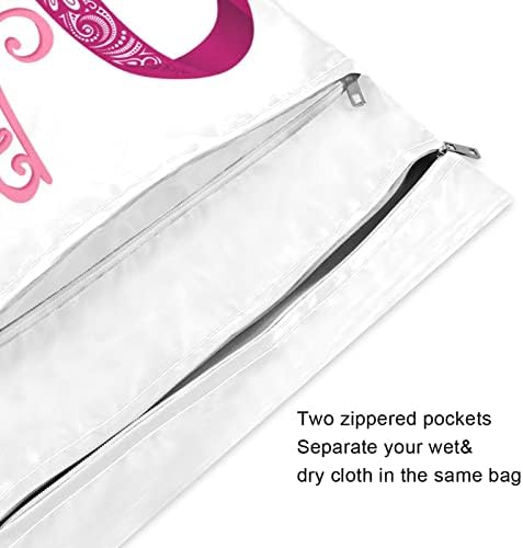 ZZXXB Информираността за Рака на гърдата Водоустойчив Влажна Чанта за многократна употреба Текстилен Влажна Пелена Суха Чанта