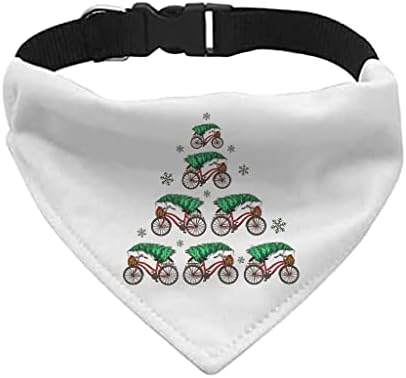 Велосипеден Нашийник-Кърпа за домашни любимци с Коледна Елха - Творчески Яка-Шал - Графична Кърпа за кучета - XL