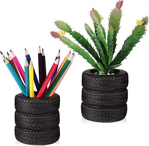 2 Бр. Planter формата на гуми, Държач за Химикалки, Въздушен Саксия за растения, Държач за Моливи, Настолен Органайзер, Аксесоари,