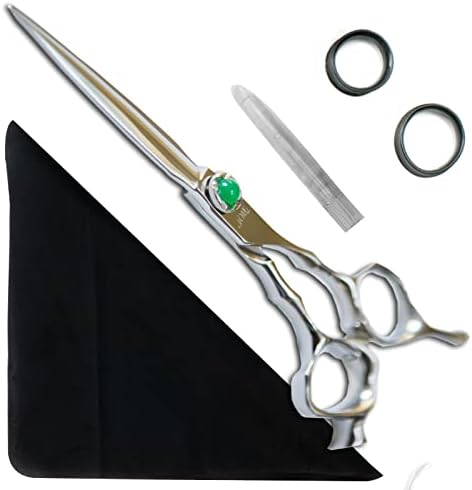 Професионални ножици за подстригване на коса Jole - Силни и точни японски Ножици за коса от неръждаема стомана - Сребрист 6,3 инча Със зелени винтови ножица за подстриг