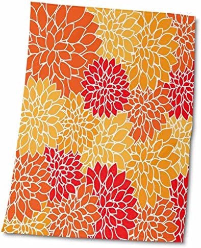 3dRose Florene - Vintage II - Реколта Кърпи с флорални принтом Червено, оранжево и златни цветове (twl-212681-1)