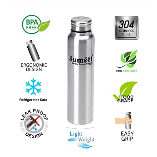 Sumeet Тънка Запечатани бутилка за вода от неръждаема стомана / Бутилка за хладилник - 550 мл - Опаковка от 6