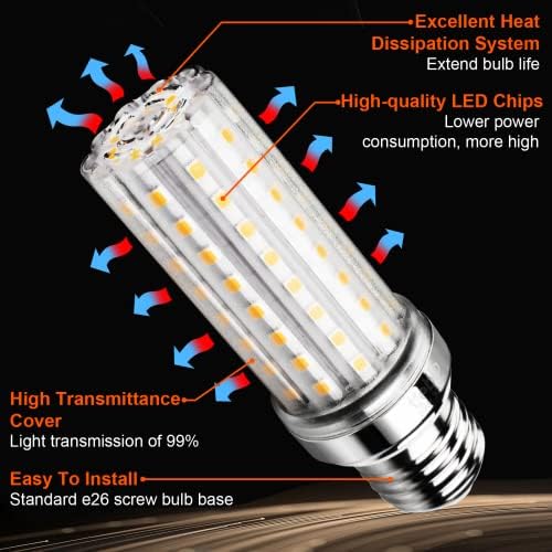 Царевичен лампа tebio LED E26 мощност 20 W, еквивалент на 150 W, Среден винт Едисон, Led лампа Топло бял цвят капацитет от 3000