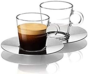 Комплект за еспресо кафемашина Неспресо Glass Collection, чаши и чинии за еспресо, дизайн A & P Cahen, новост